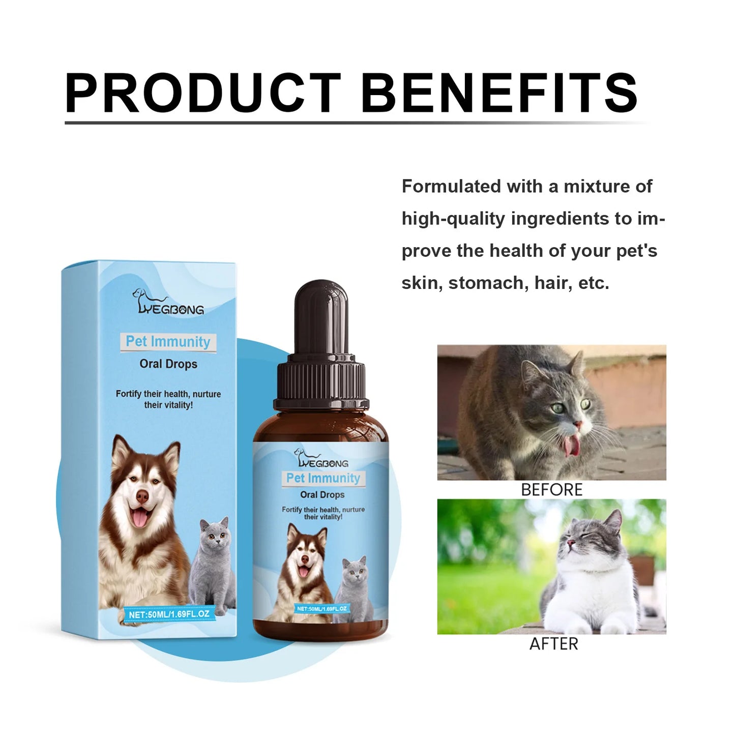 Pet Immune Drop Nutrient Supplement Boosts Gut Health and Enhance Overall Wellness