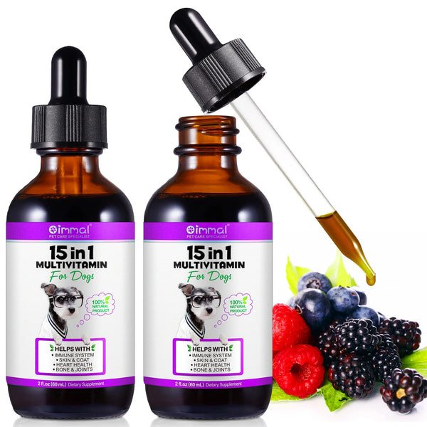 15 IN 1 Multivitamin Helps With Immune System Skin & Coat Heart Health Bone & Joints 100% Natural 60ml