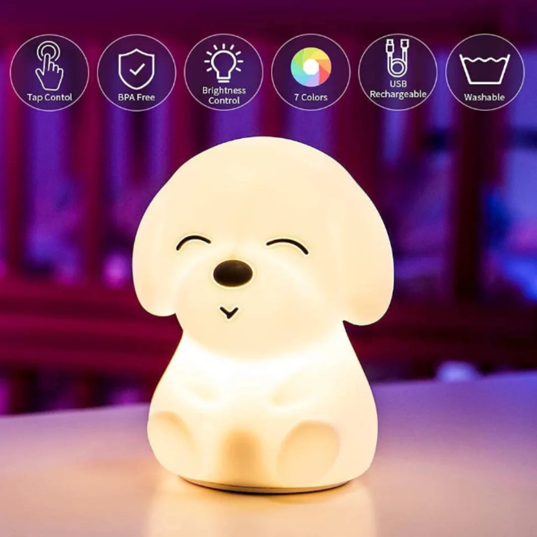 Puppy Kids Night Light Remote Squishy Silicone LED Lamp