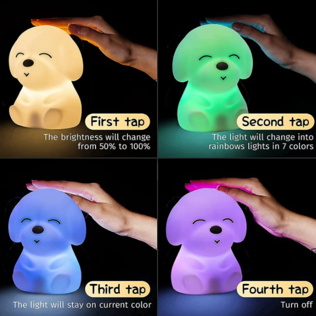 Puppy Kids Night Light Remote Squishy Silicone LED Lamp