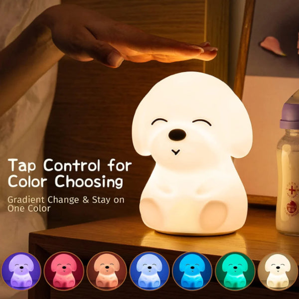 Puppy Kids Night Light Remote Squishy Silicone LED Lamp