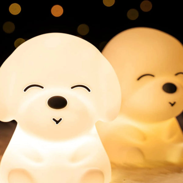 Puppy Kids Night Light Remote Squishy Silicone LED Lamp