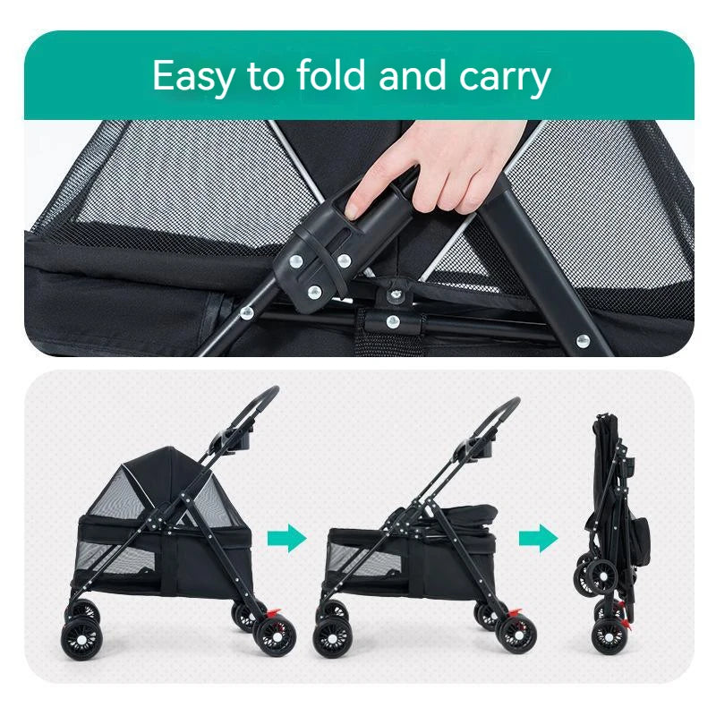 Pet Stroller Foldable, Lightweight & Airy