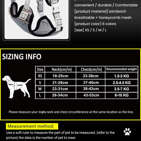 Harness and Leash for Cats - Adjustable and Reflective