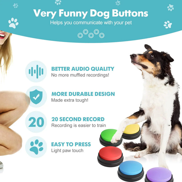 Voice Recording Button Pet Toys Buttons for Communication Pet Training Buzzer Recordable Talking Button Intelligence Toy