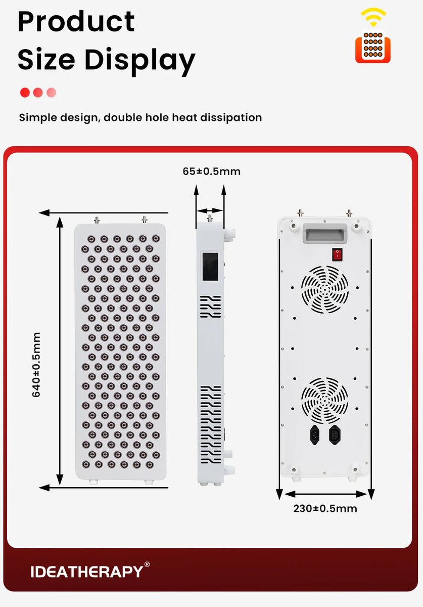 Red Light Panel with Mobile App Control: 480, 590, 630, 660, 670, 810, 830, 850, 1060nm Bluetooth full body Therapy