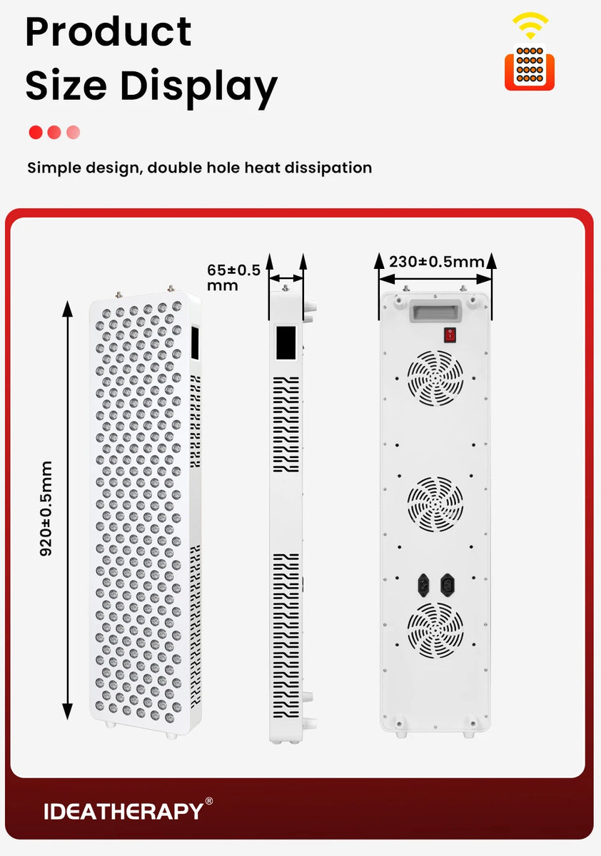 Red Light Panel with Mobile App Control: 480, 590, 630, 660, 670, 810, 830, 850, 1060nm Bluetooth full body Therapy