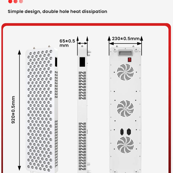 Red Light Panel with Mobile App Control: 480, 590, 630, 660, 670, 810, 830, 850, 1060nm Bluetooth full body Therapy