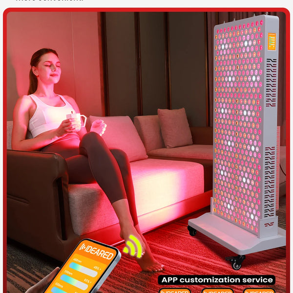 Red Light Panel with Mobile App Control: 480, 590, 630, 660, 670, 810, 830, 850, 1060nm Bluetooth full body Therapy