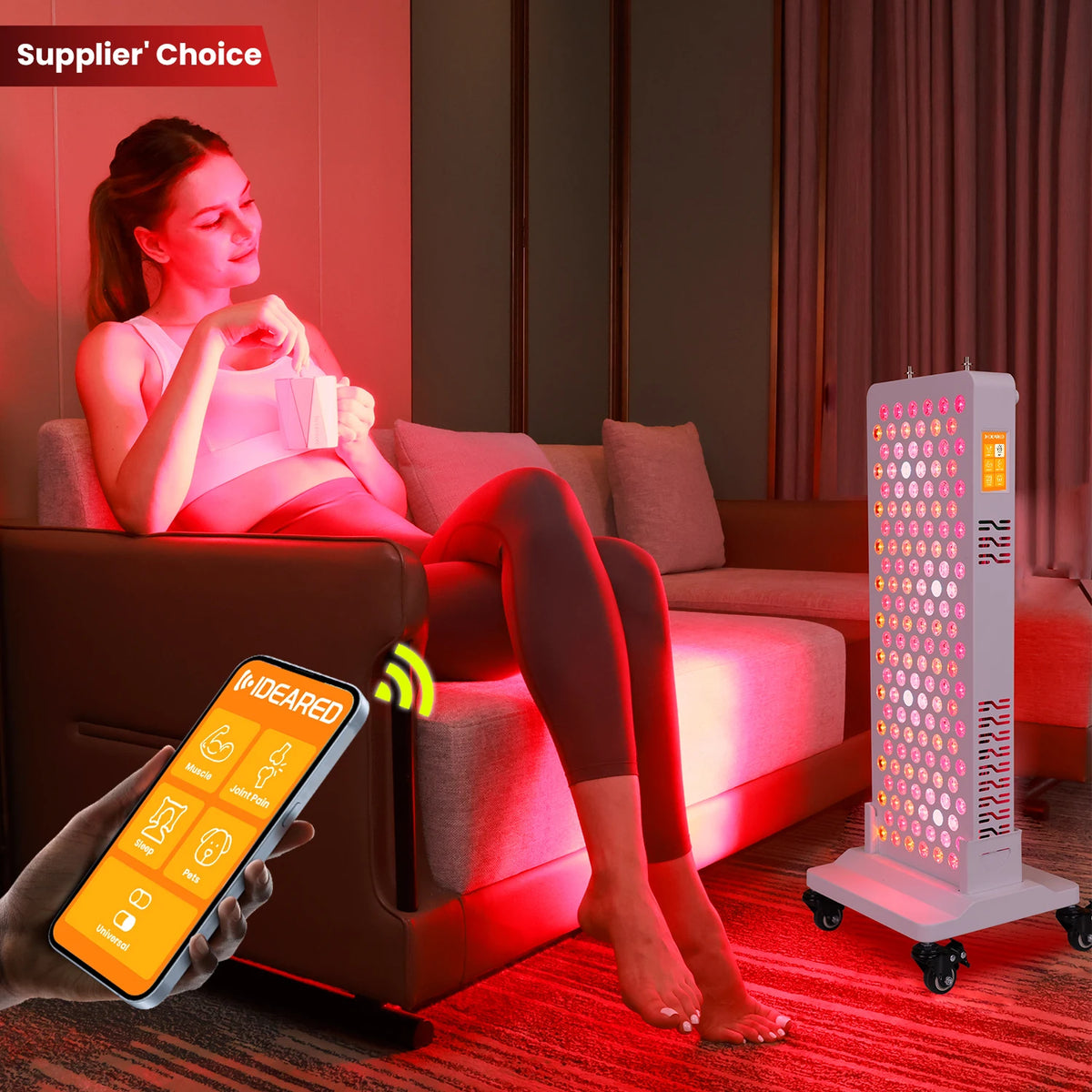 Red Light Panel with Mobile App Control: 480, 590, 630, 660, 670, 810, 830, 850, 1060nm Bluetooth full body Therapy