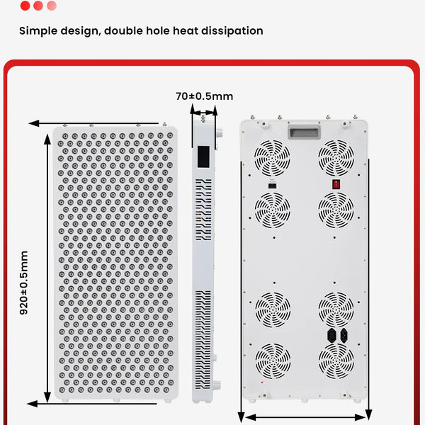 Red Light Panel with Mobile App Control: 480, 590, 630, 660, 670, 810, 830, 850, 1060nm Bluetooth full body Therapy