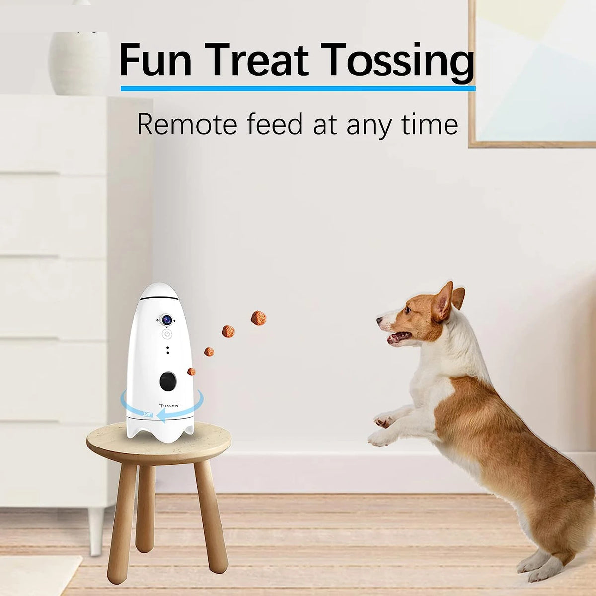 Smart 1080p Camera with Treat Dispenser 180°View Pet Treat Tossing Camera with Phone App 2 Way Audio