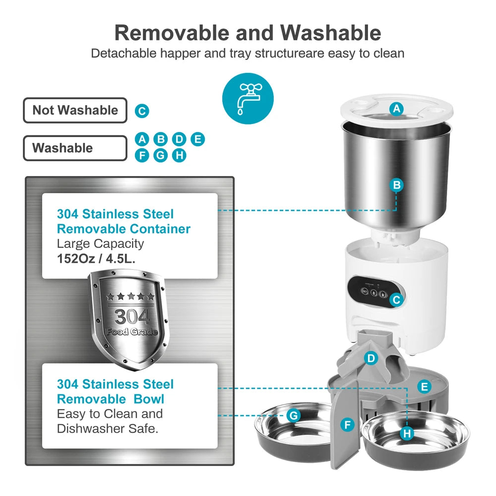 Automatic Smart Feeder WIFI Double Meal Compartments 3L & 4L