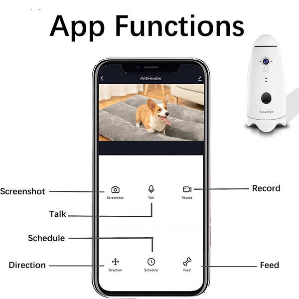 Smart 1080p Camera with Treat Dispenser 180°View Pet Treat Tossing Camera with Phone App 2 Way Audio