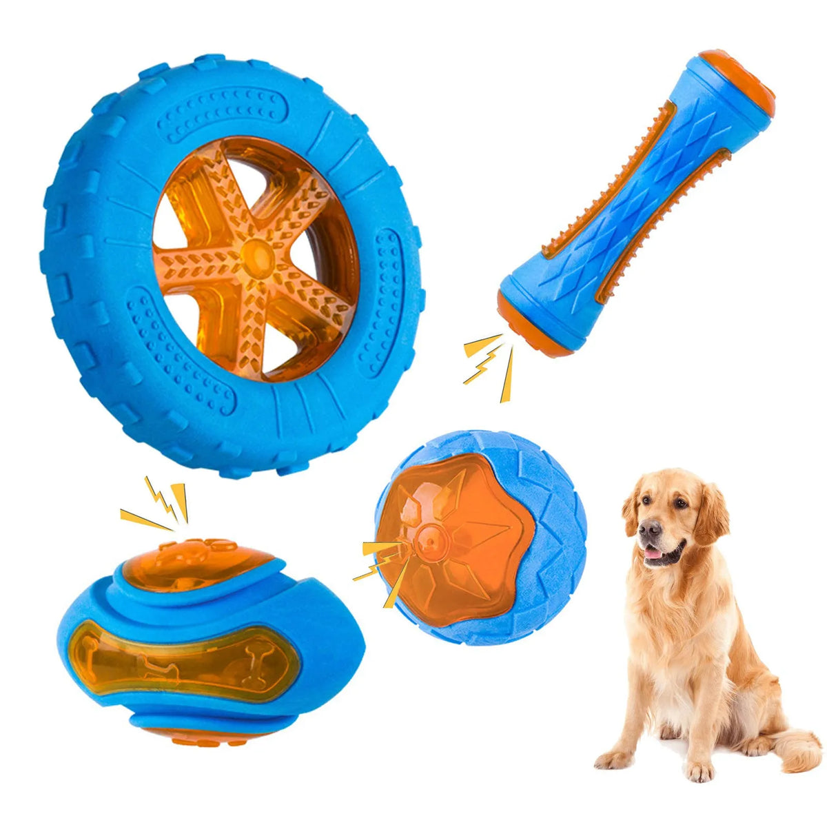 Rubber Chewing Bite Resistant Squeaky Training Playing Toy Interactive Teeth Cleaning