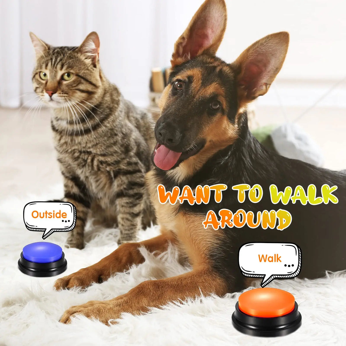 Voice Recording Button Pet Toys Buttons for Communication Pet Training Buzzer Recordable Talking Button Intelligence Toy