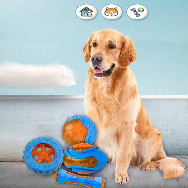 Rubber Chewing Bite Resistant Squeaky Training Playing Toy Interactive Teeth Cleaning