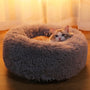 Round Pet Bed Non-Slip Winter Warm Kennel Sleeping Long Plush Soft Cushion Mat