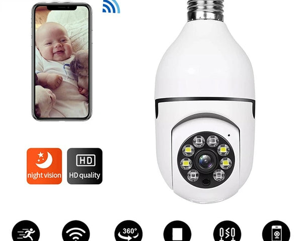 Light Bulb Security Camera for Indoor & Outdoor - Wireless 2.4G Motion Detection 2-Way Audio