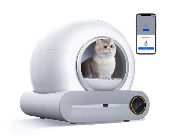 Automatic Smart Self-Cleaning Cat Litter Box with Tray and Ionic Deodorizer