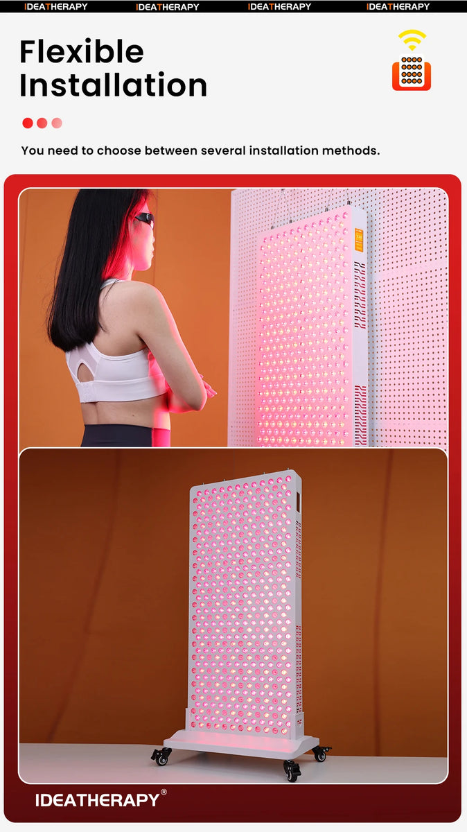 Red Light Panel with Mobile App Control: 480, 590, 630, 660, 670, 810, 830, 850, 1060nm Bluetooth full body Therapy