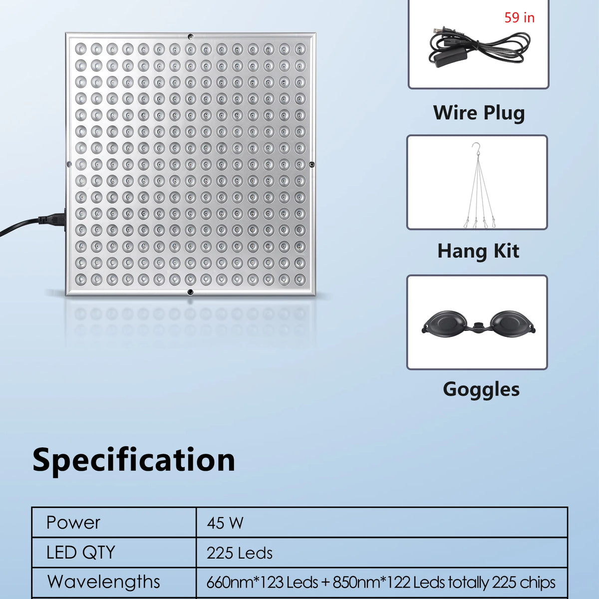 LED Red Light Therapy Panel Lamp for Facial Anti Aging Skin Care Beauty 225 LED Light Body Pain Relief Physical Therapy Tools