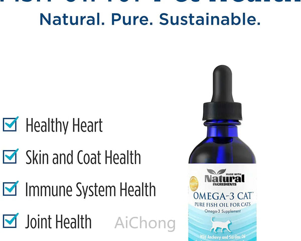 Omega-3 Pure Fish Oil for Heart, Skin, Coat, Joint Health formulated for Cats