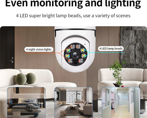 Light Bulb Security Camera for Indoor & Outdoor - Wireless 2.4G Motion Detection 2-Way Audio