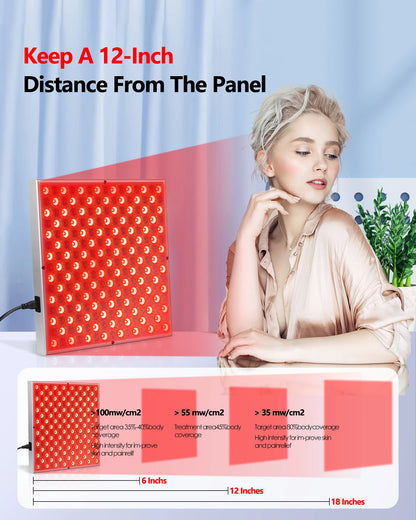 45W Red Light Therapy Panel Lamp for Anti Aging Treatment for Pain Relief, Skincare  & Facial Beauty with 225 LEDs