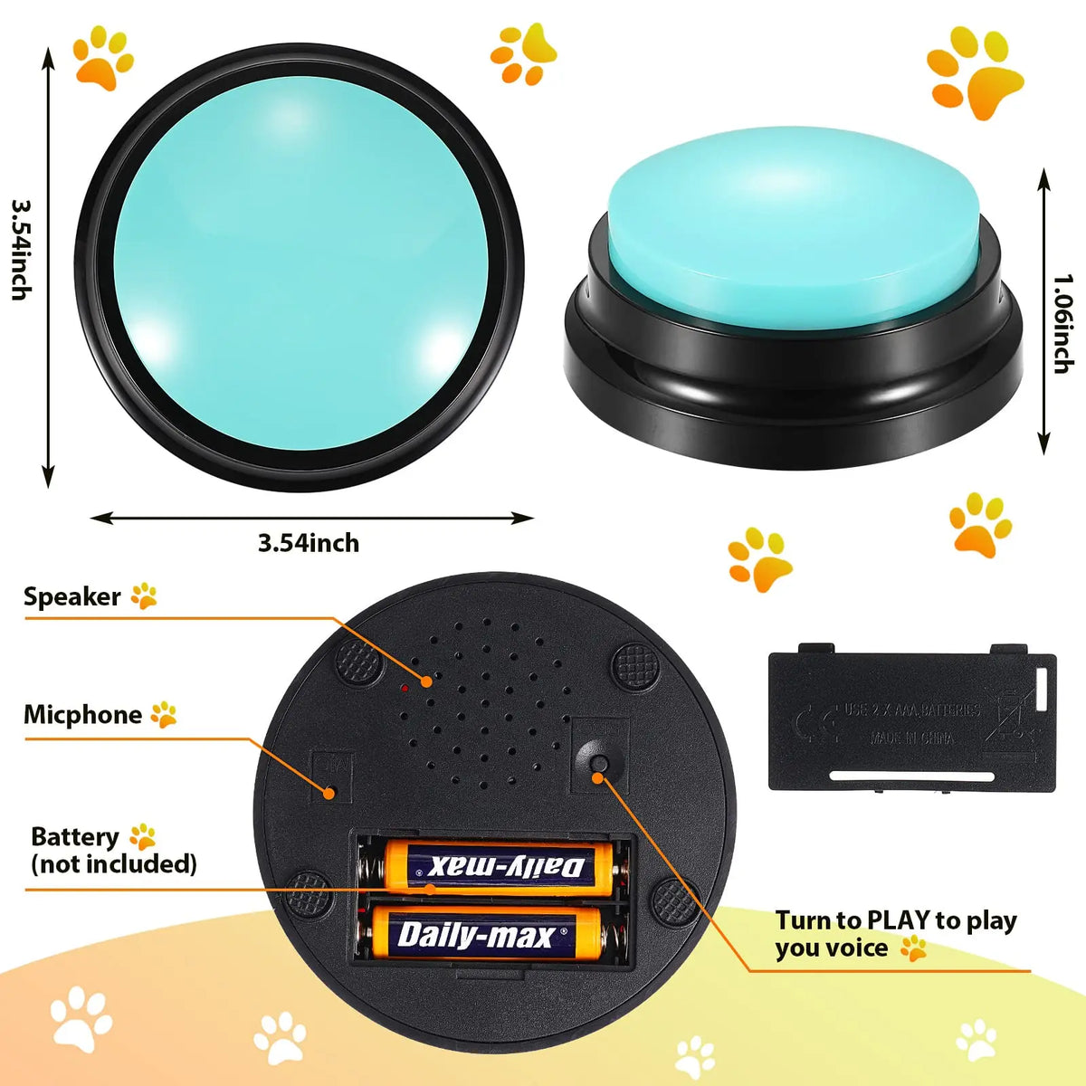 Voice Recording Button Pet Toys Buttons for Communication Pet Training Buzzer Recordable Talking Button Intelligence Toy