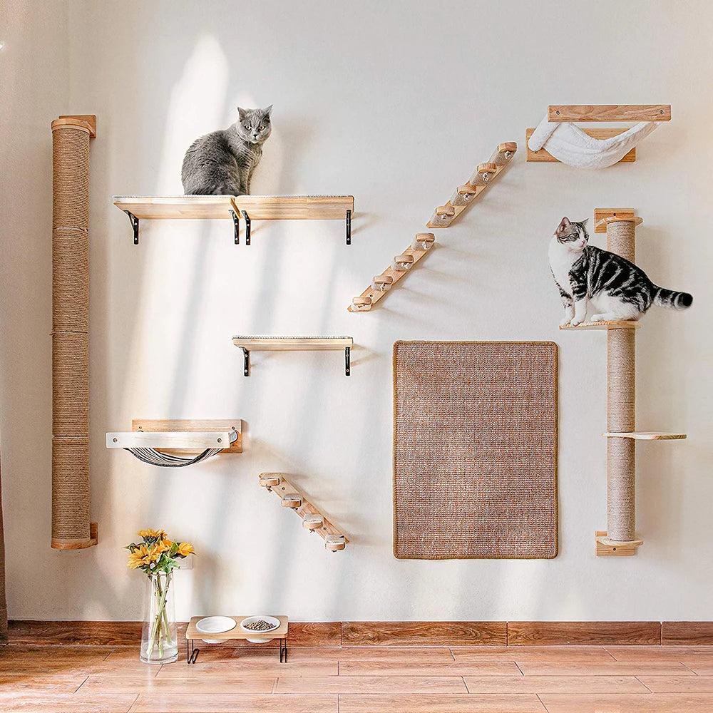 Wall Mounted Playgrounds for Cats - fun platforms to climb, jump, hide and sleep.