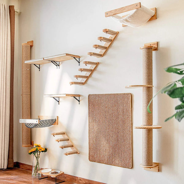 Wall Mounted Playgrounds for Cats - fun platforms to climb, jump, hide and sleep.