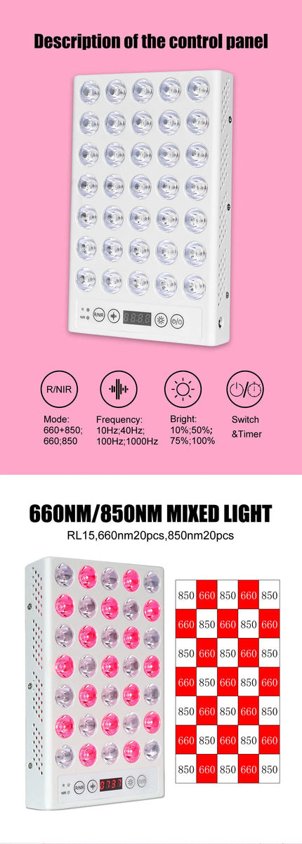 Handheld & Portable 35pcs (660nm 850nm) Desktop Red Light Therapy Panel