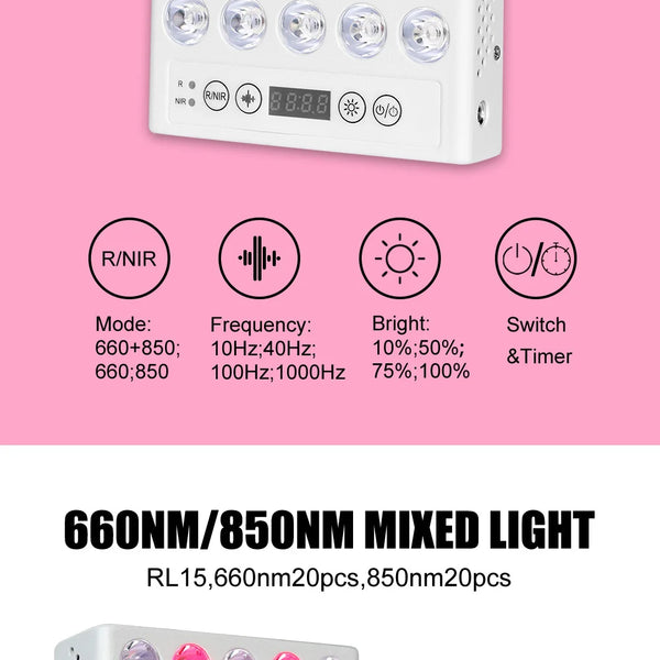 Handheld & Portable 35pcs (660nm 850nm) Desktop Red Light Therapy Panel