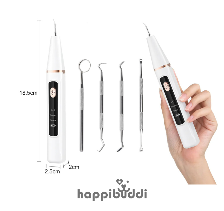 Visual Display of Ultrasonic Dental Scaler with Tools Arranged to Showcase Their Relative Lengths for Size Comparison